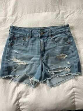 American Eagle Outfitters Distressed Light Blue Denim Jean Shorts